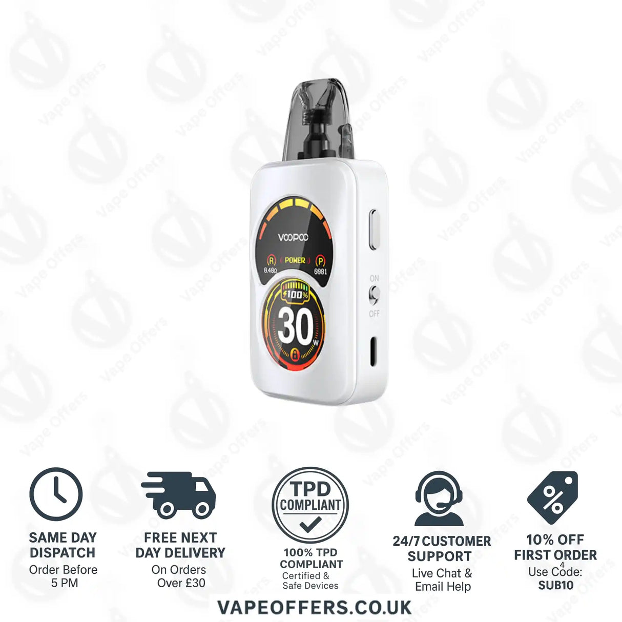 VooPoo Argus A Pod Vape Kit Pearl White