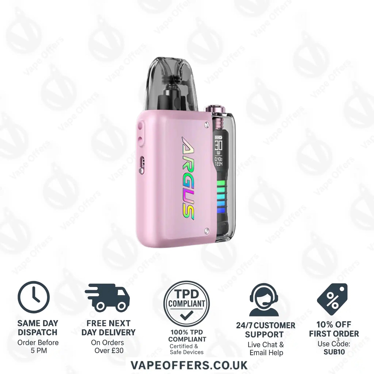 VooPoo Argus P2 Pod Vape Kit Crystal Pink 