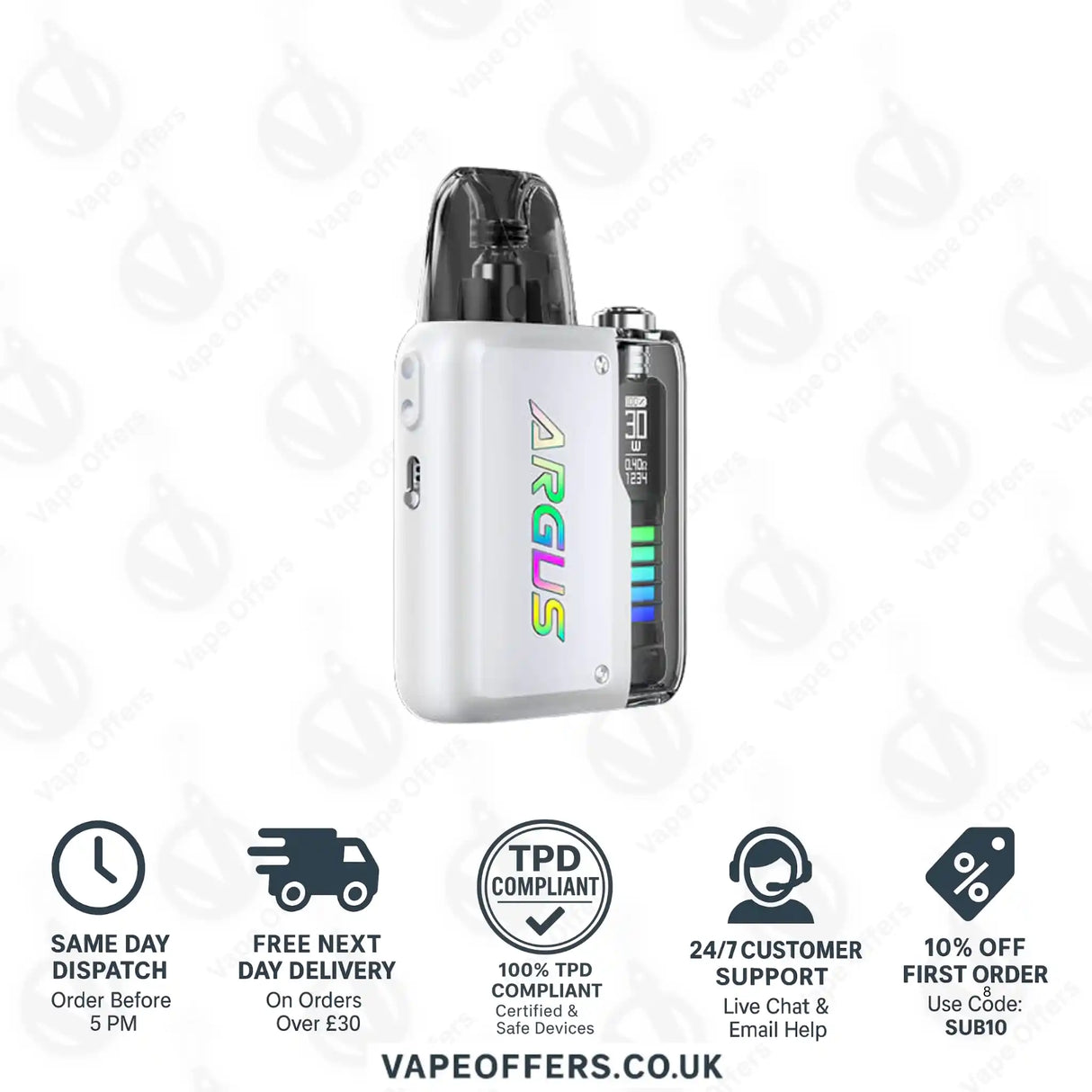 VooPoo Argus P2 Pod Vape Kit Pearl White