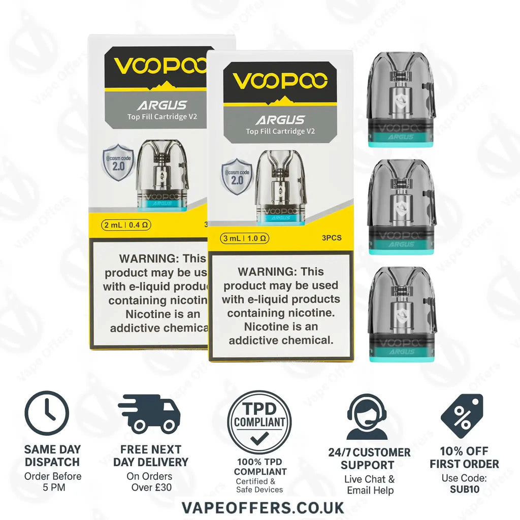 voopoo argus top fill cartridge v2 Voopoo Argus Top Fill Pod Cartridge V2 3ml – Infinite Vapour main image 1