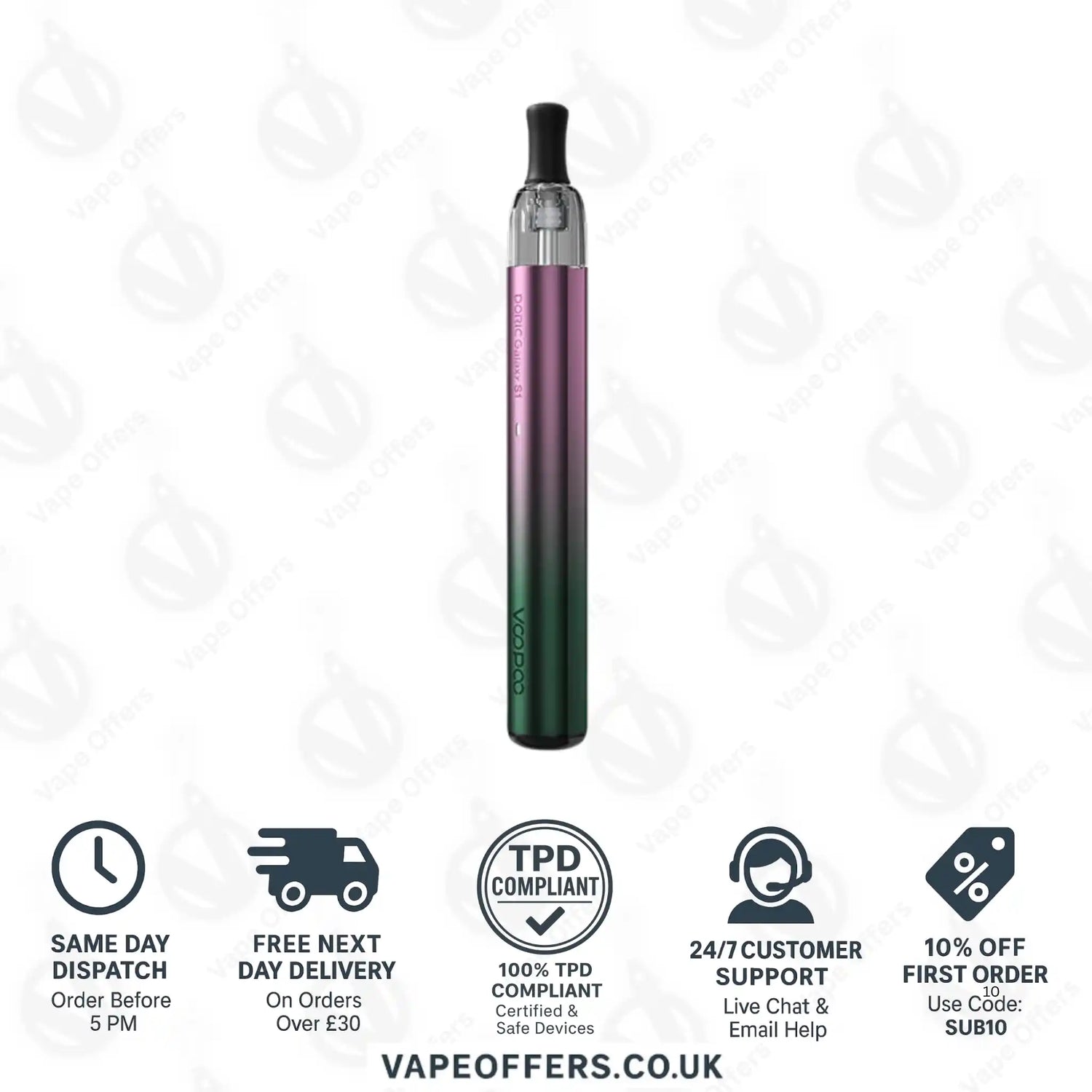 VooPoo Doric Galaxy S1 Pod Vape Kit Purple Green 