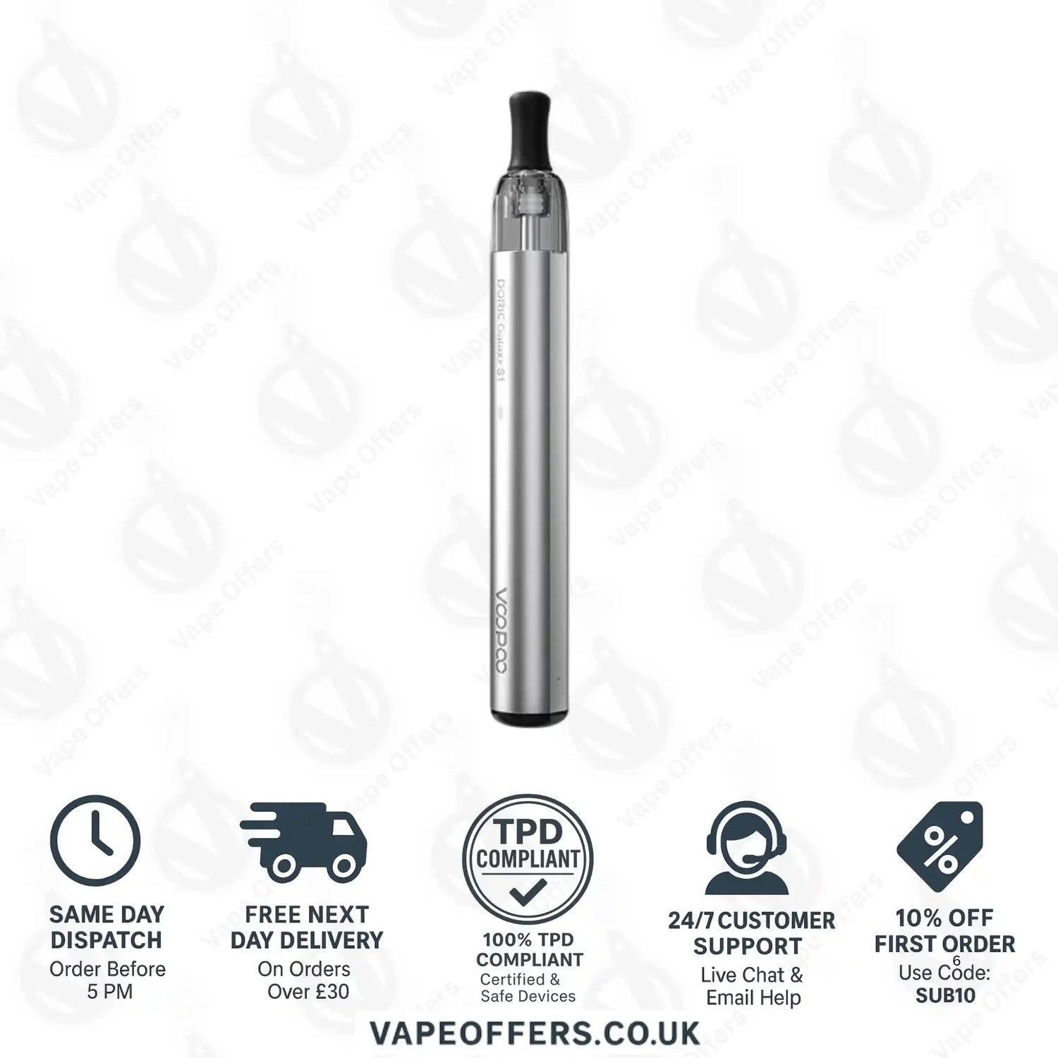 VooPoo Doric Galaxy S1 Pod Vape Kit Silver 