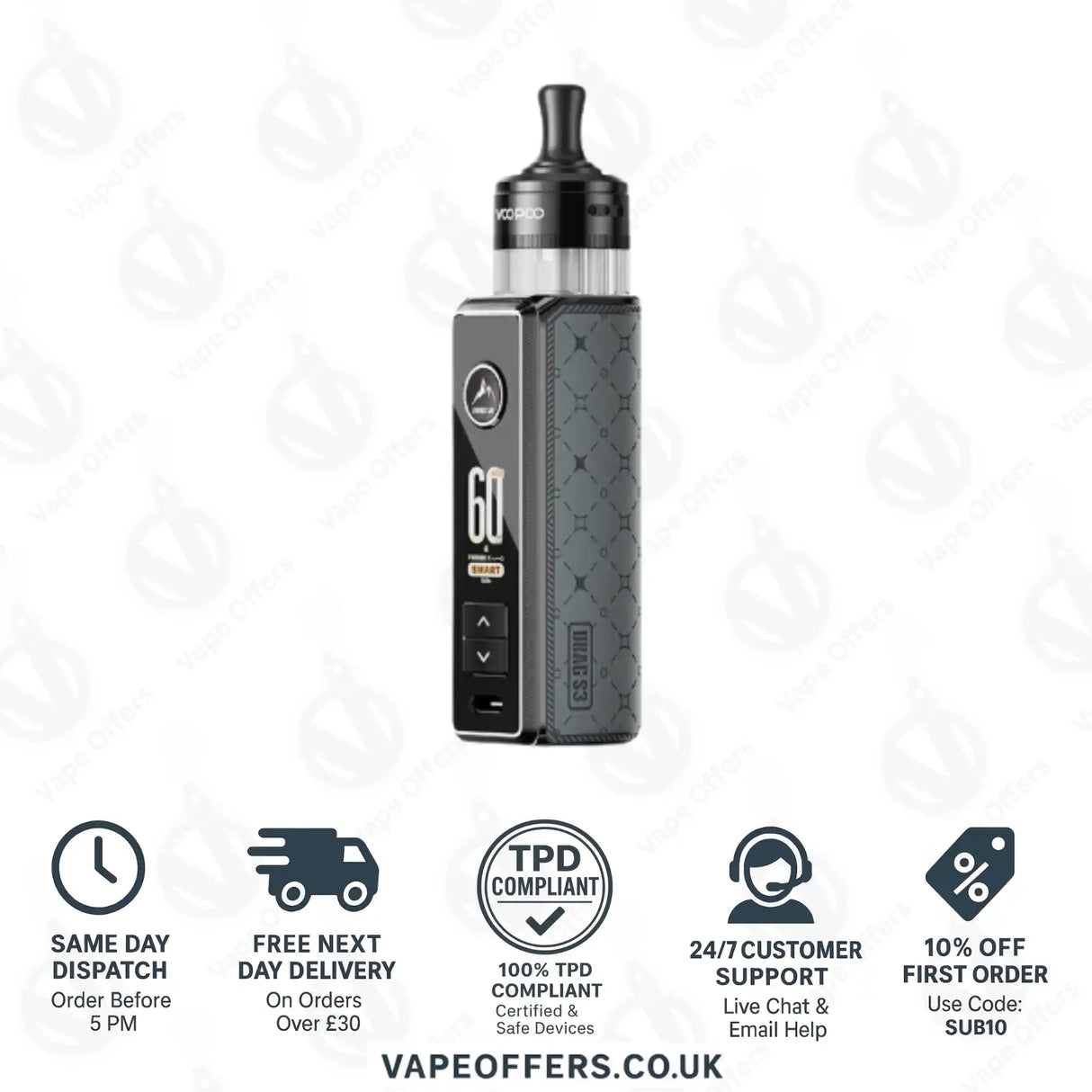 VooPoo Drag S3 Pod Kit Metal Grey