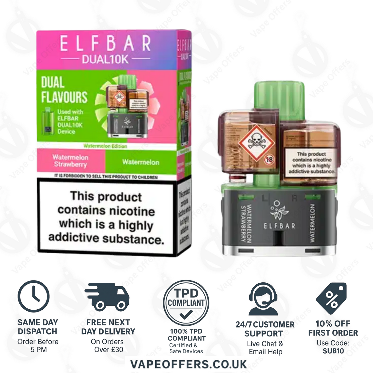 Elf Bar Dual 10K Prefilled Pod Waermelon Edition