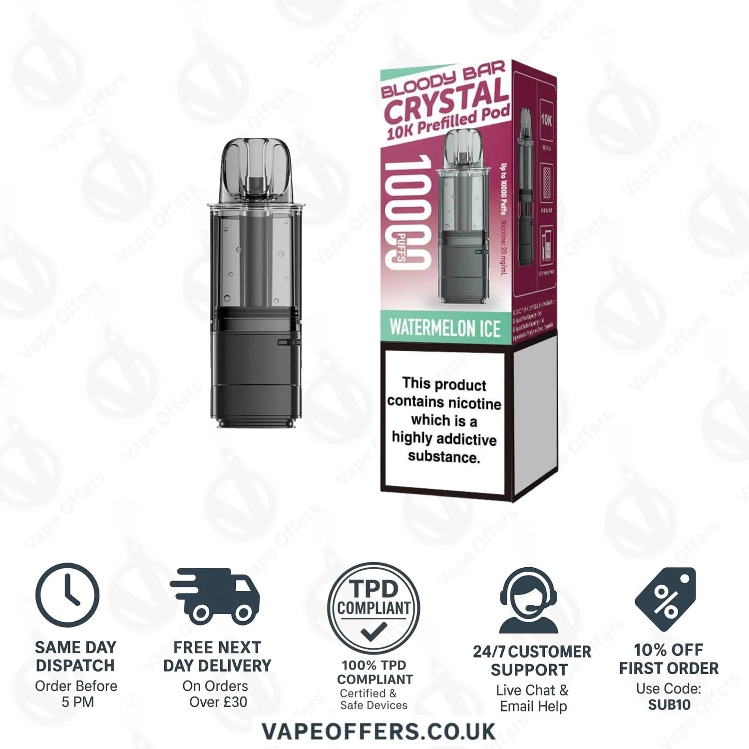 Watermelon Ice Bloody Bar Crystal 10K Prefilled Pod 