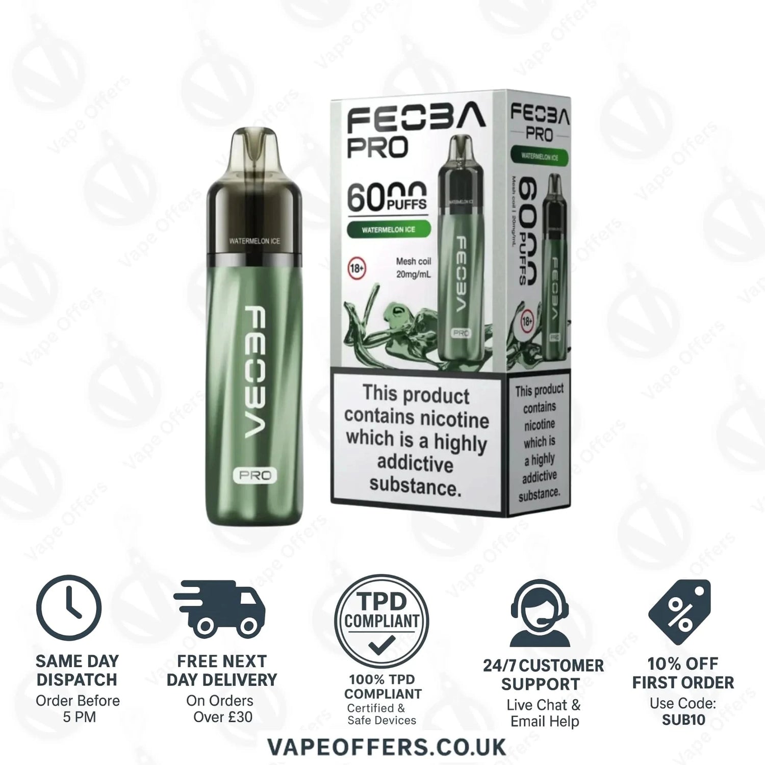 Watermelon Ice Feoba Pro 6000 Puffs Prefilled Pod Kit 