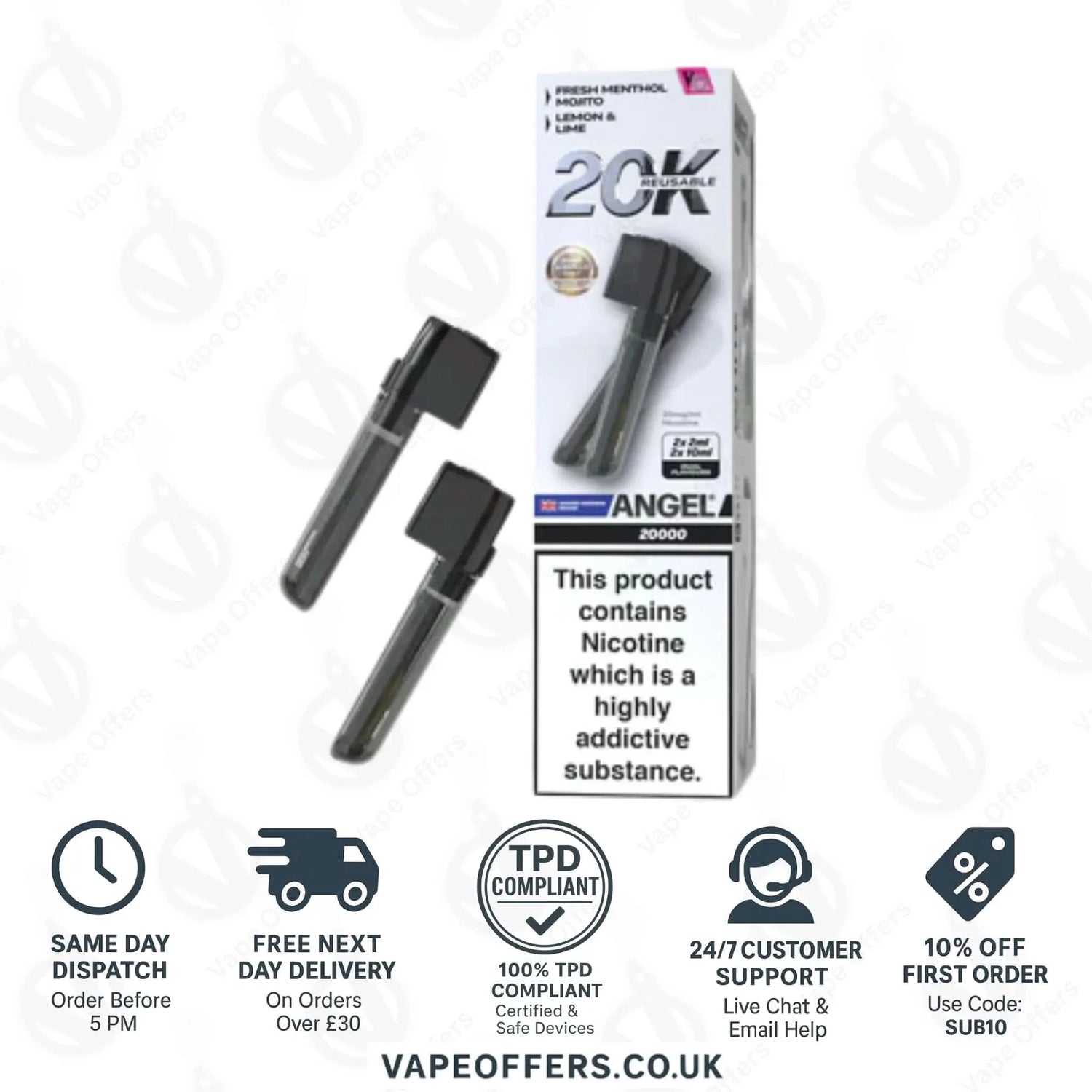 White Edition Vapes Bars Angel 20k Prefilled Dual Pod 