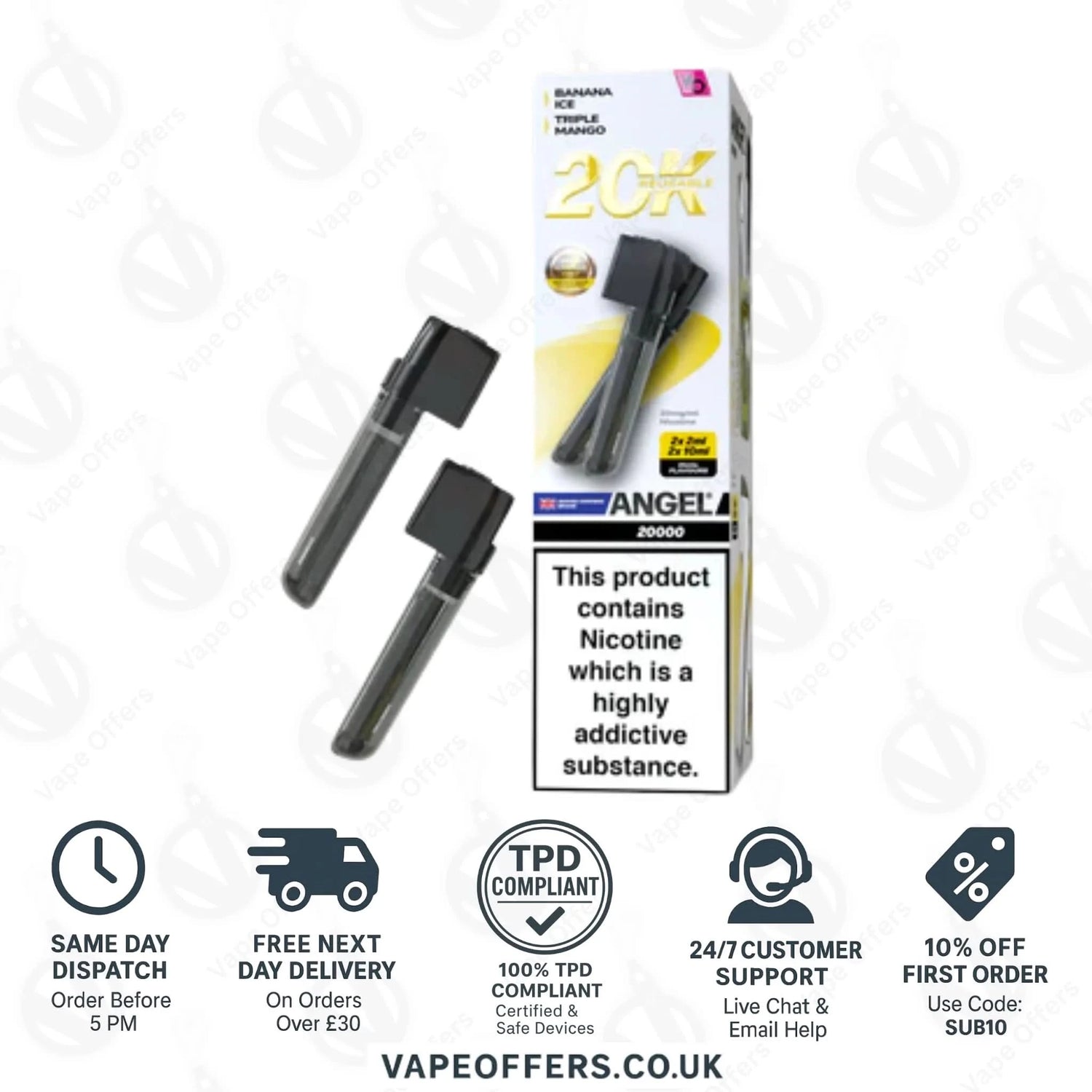 Yellow Edition Vapes Bars Angel 20k Prefilled Dual Pod 