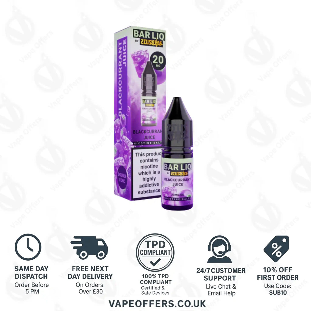Zeus Juice Bar Liq Blackcurrant Juice Nic Salt 