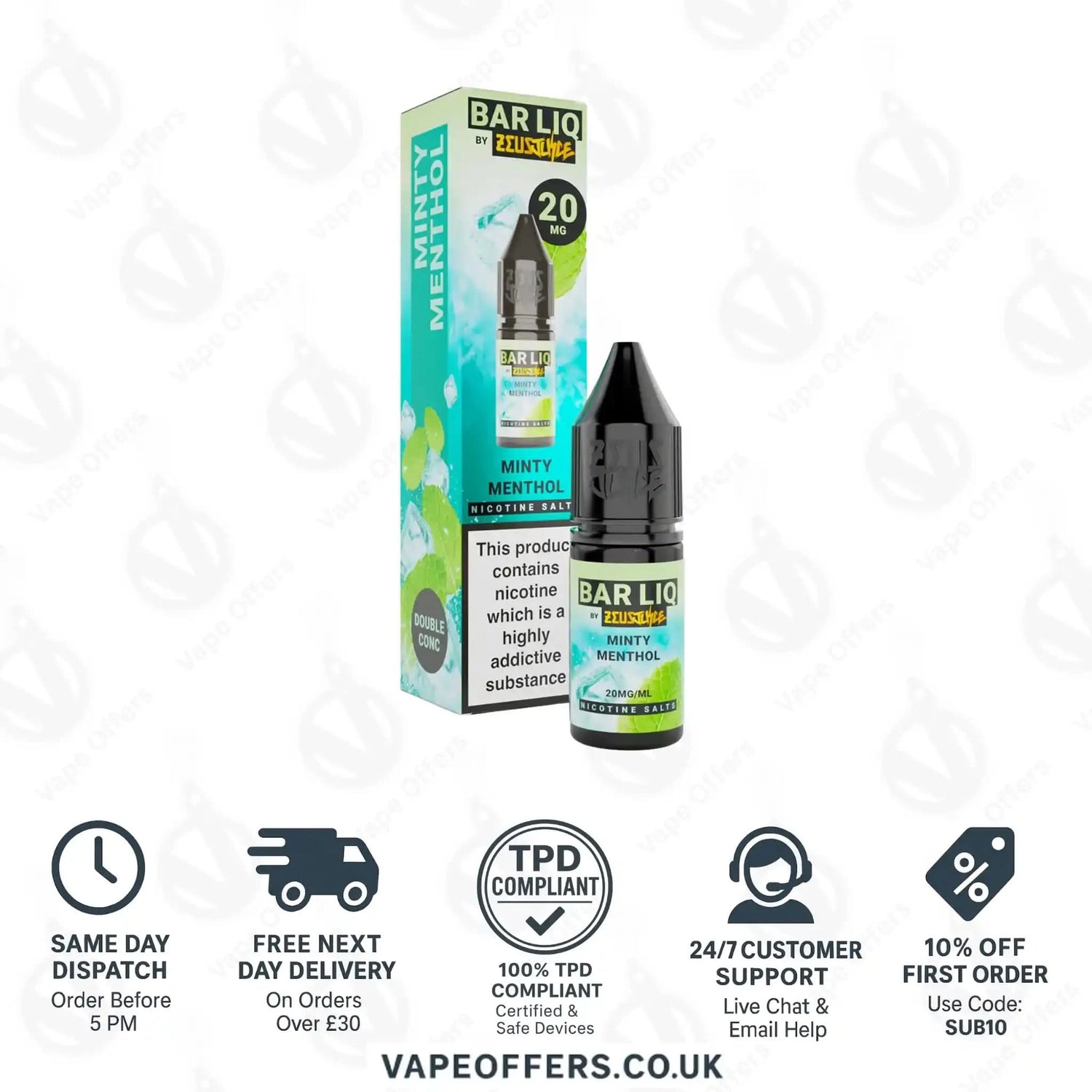 Zeus Juice Bar Liq Mint Menthol Nic Salt  