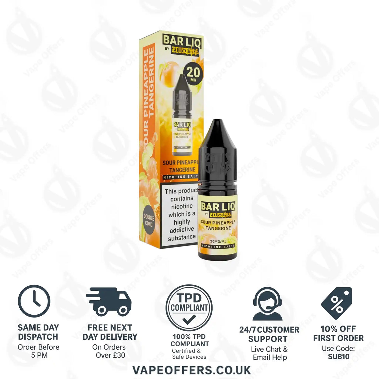 Zeus Juice Bar Liq Sour Pineapple Tangerine Nic Salt 
