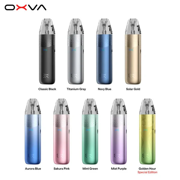 The nine OXVA NeXLIM 2 Mini colour options shown with their names