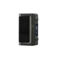Eleaf iStick Power 2 80W box mod in Black, three-quarter view showing the stitched leather-look side panel, adjustment dial, fire button and lit colour display.