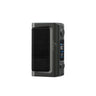 Eleaf iStick Power 2 80W box mod in Black, three-quarter view showing the stitched leather-look side panel, adjustment dial, fire button and lit colour display.