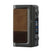 Eleaf iStick Power 2 80W box mod in Light Brown, three-quarter view showing the two-tone tan and dark brown stitched leather-look side panel, adjustment dial, fire button and lit colour display.