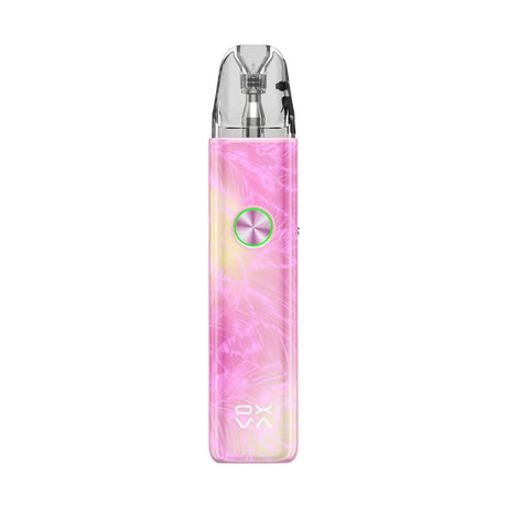 OXVA XLIM 4 pod kit in Aurora Petal Pink, front view with ring-light button