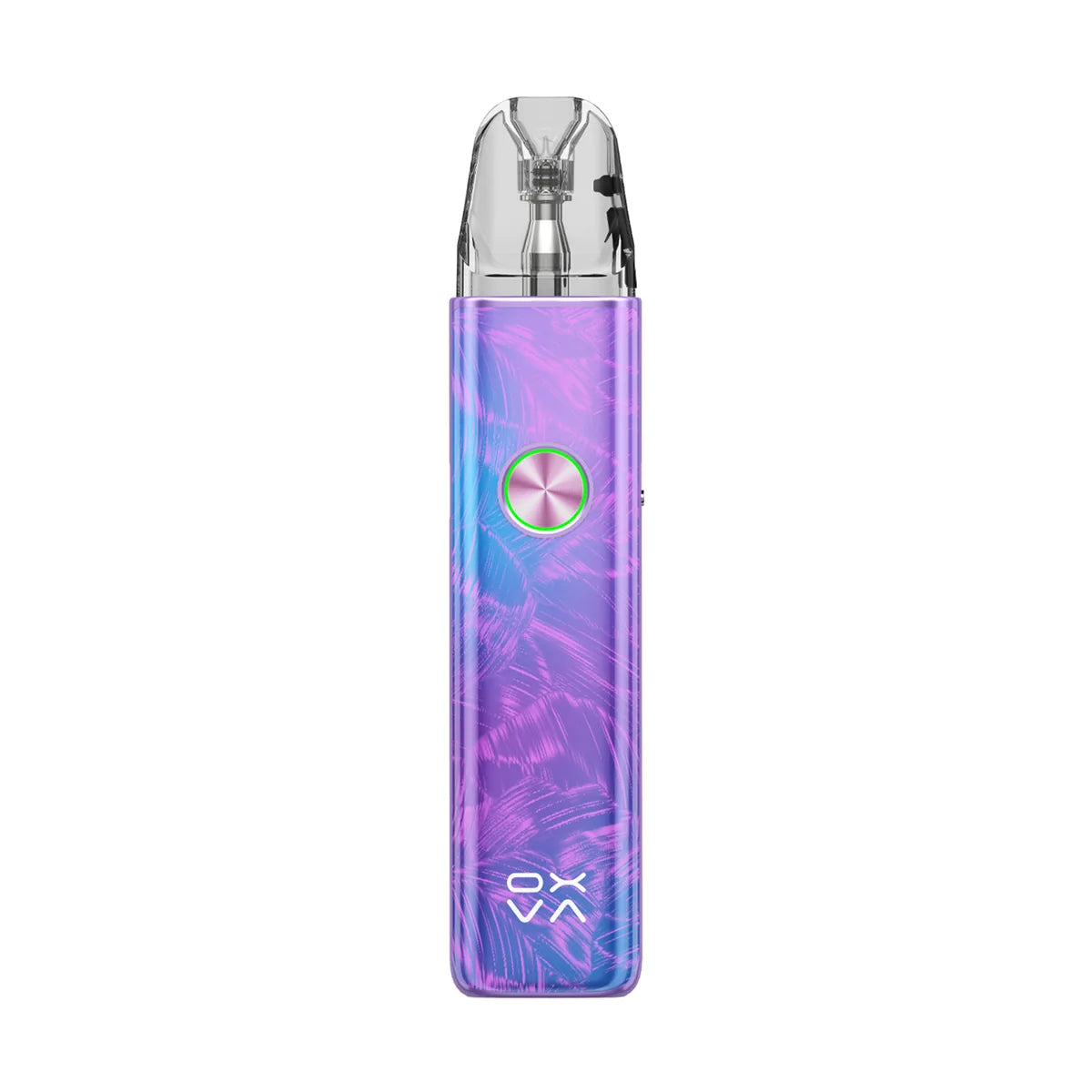 OXVA XLIM 4 pod kit in Aurora Petal Purple, front view with ring-light button