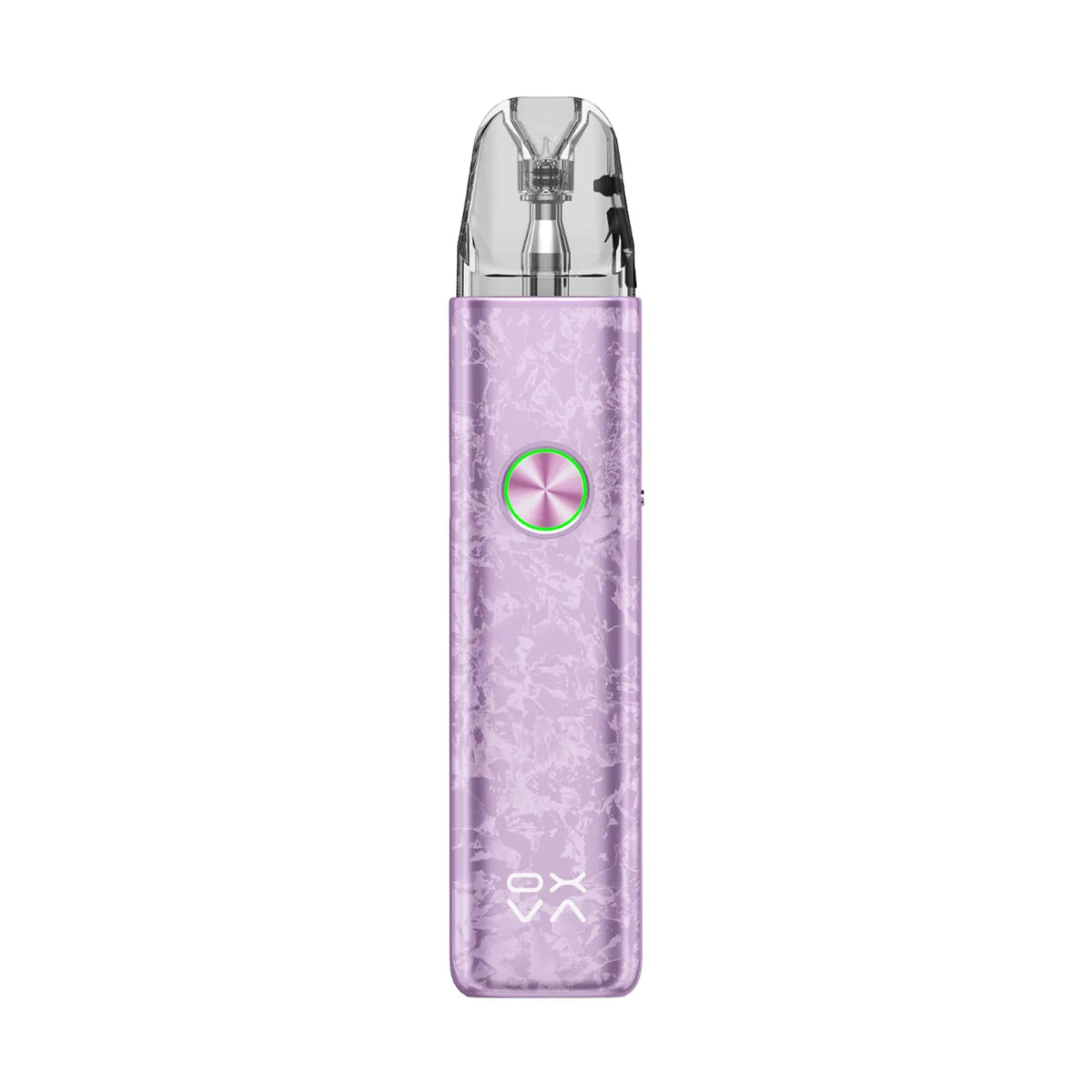 OXVA XLIM 4 pod kit in Nacre Purple, front view with ring-light button