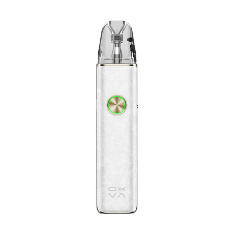 OXVA XLIM 4 pod kit in Nacre White, front view with ring-light button