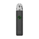 OXVA XLIM 4 pod kit in Silken Black Leather, front view with ring-light button