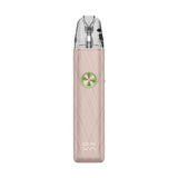 OXVA XLIM 4 pod kit in Silken Champagne Leather, front view with ring-light button