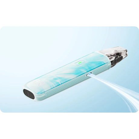 OXVA XLIM Go Lite side airflow control open, with the refillable cartridge seated