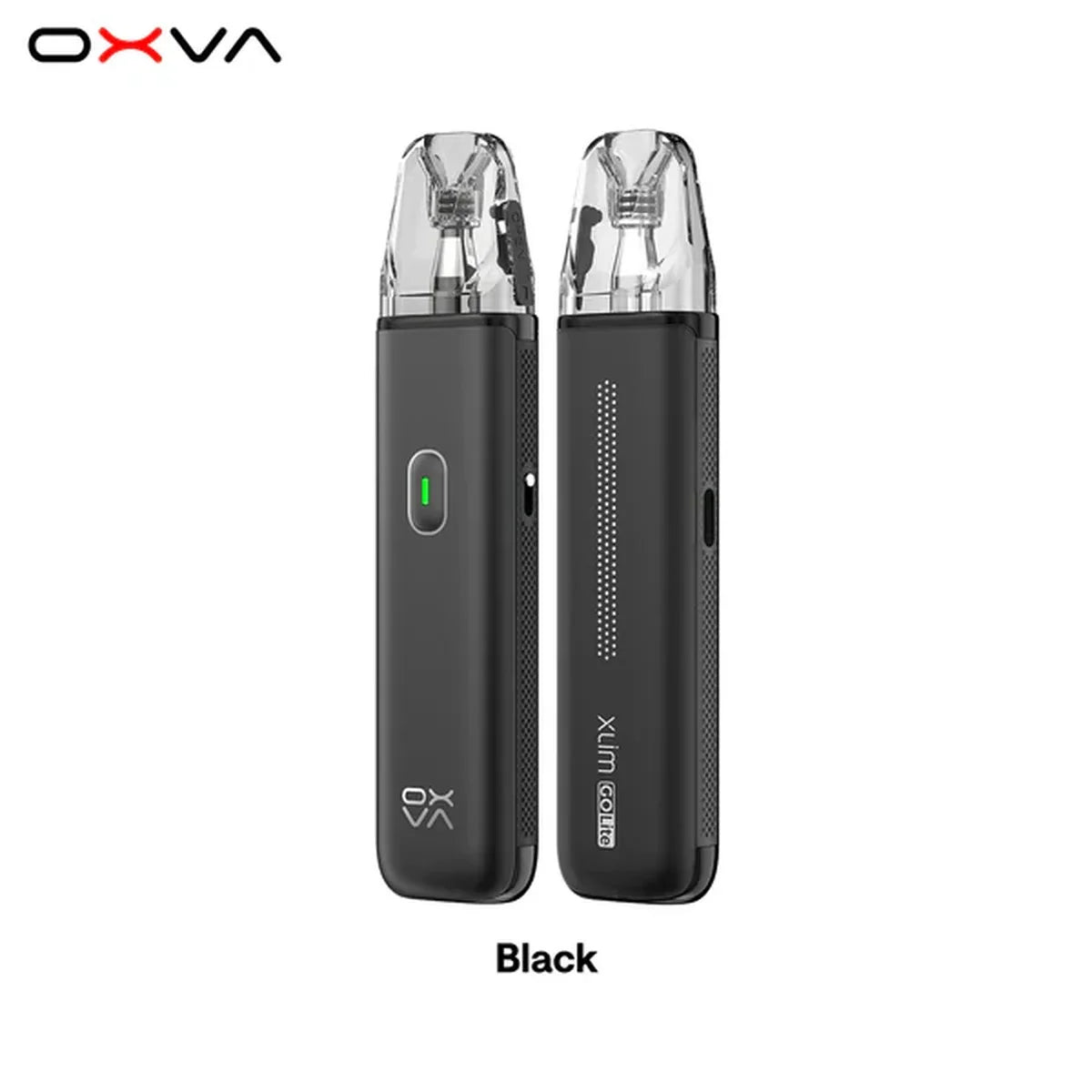 OXVA XLIM Go Lite pod kit in Black, front and back view