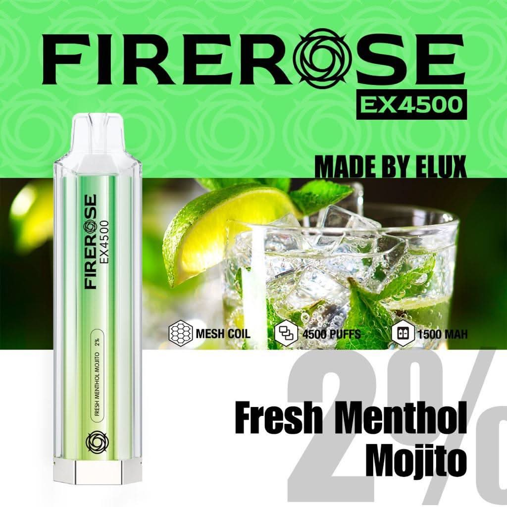 fresh menthol mojito elux firerose ex4500 disposable vape