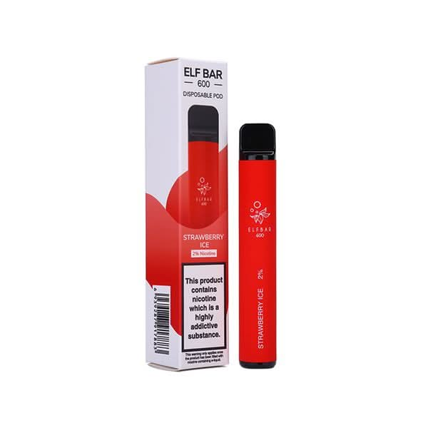 Strawberry Ice Elf Bar 600 Puffs  Disposable Vape