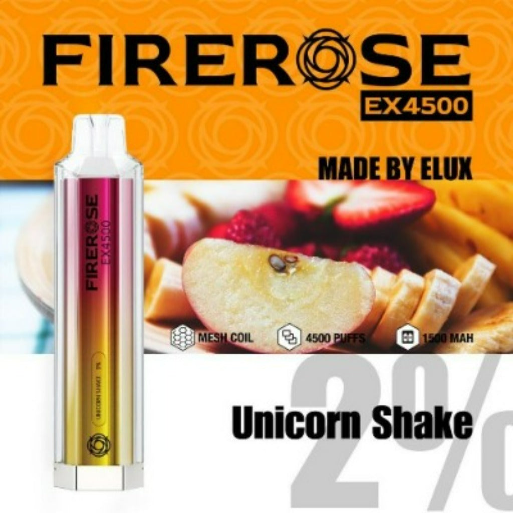 unicorn shake elux firerose ex4500 disposable vape
