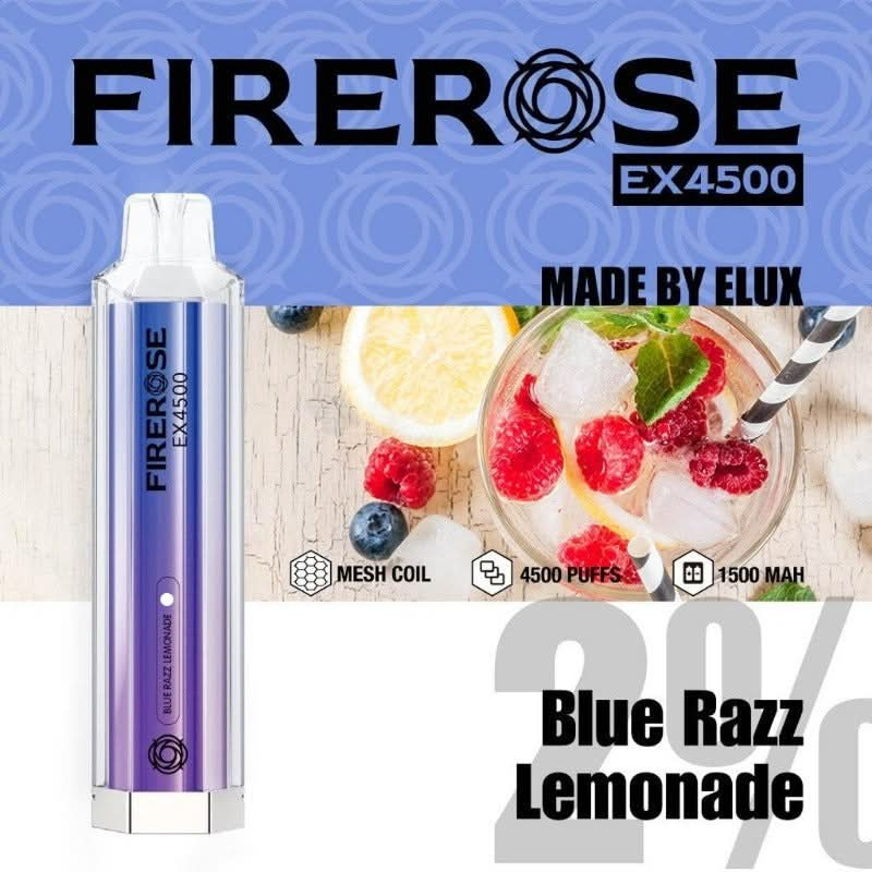 blue razz lemonade elux firerose ex4500 disposable vape