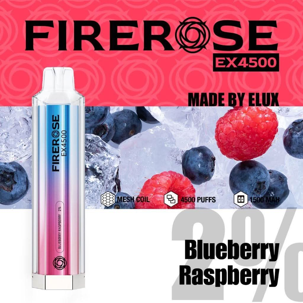 blueberry raspberry elux firerose ex4500 disposable vape