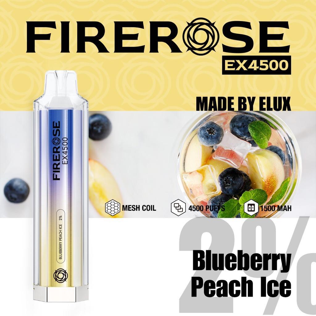 blueberry peach ice elux firerose ex4500 disposable vape