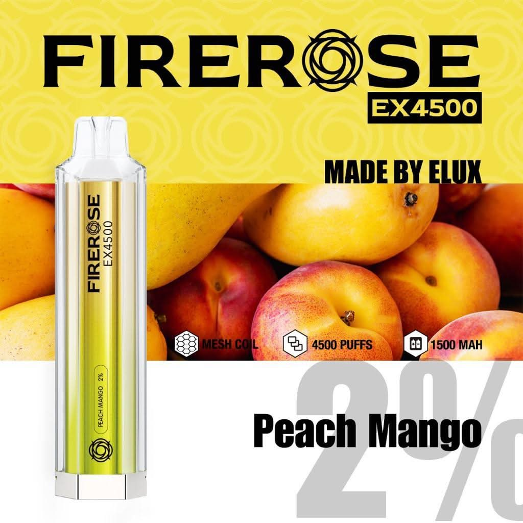 peach mango elux firerose ex4500 disposable vape