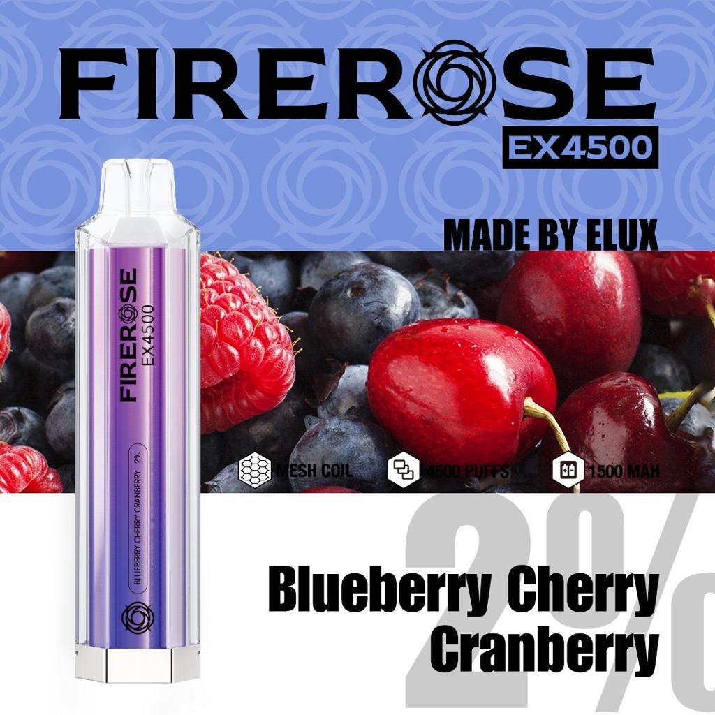 blueberry cherry cranberry elux firerose ex4500 disposable vape